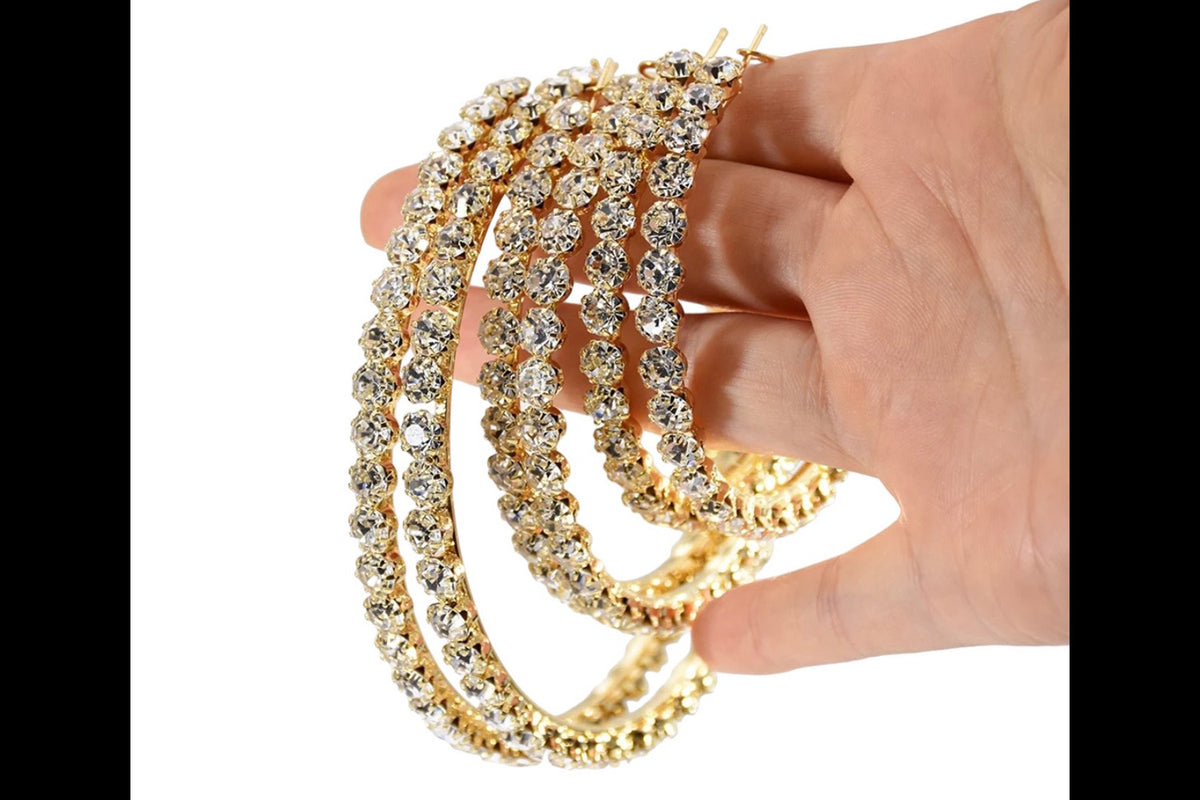 CRYSTAL GOLD HOOPS